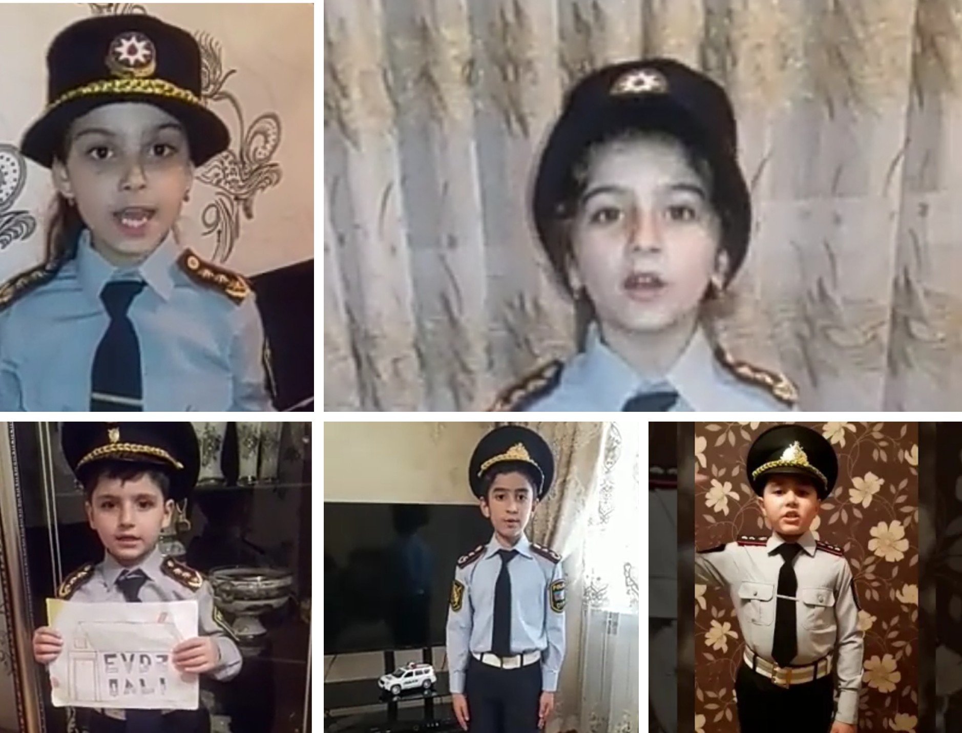 Balaca polislər insanlara səsləndi: "Evdə qalaq, sağlam olaq!" - VİDEO