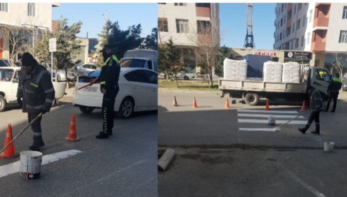 Abşeronda köhnəlmiş piyada keçidləri belə yenilənir - FOTO - VİDEO