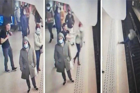 Metroda qorxulu anlar: QADINI relslərə itələdi - VİDEO