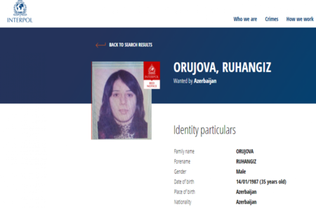 İnterpol Ruhəngiz Orucovanı axtarışa verdi