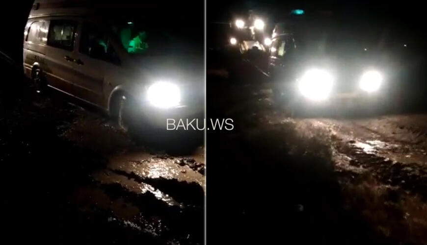 Xəstə çağırışına gələn təcili yardım maşını palçığa batdı - Traktor gəlib çıxardı - VİDEO