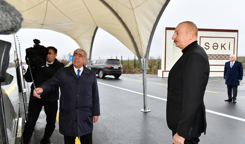 Prezident Oğuz-Şəki avtomobil yolunun açılışını edib