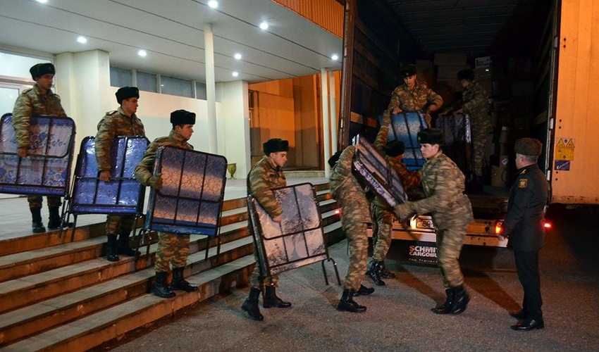 Müdafiə Nazirliyinin təşkilatçılığı ilə Türkiyəyə növbəti yardım göndərilib göndərilib - FOTO