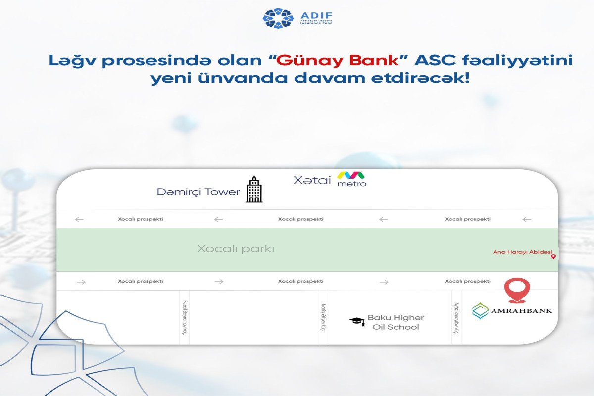 Ləğv prosesində olan “Günay Bank” fəaliyyətini yeni ünvanda davam etdirəcək