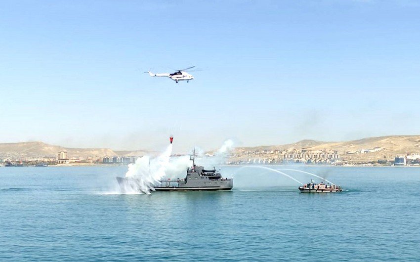 Hərbi Dəniz Qüvvələri və Fövqəladə Hallar Nazirliyi Xəzər dənizində birgə təlimlərə başlayıb