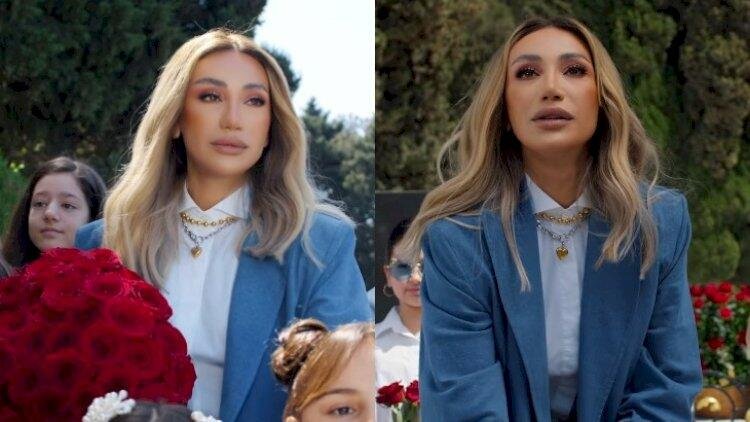 Röya Heydər Əliyevin məzarı başında - VİDEO
