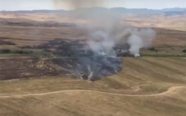 Azərbaycanda güclü yanğın: 2 helikopter cəlb olundu - VİDEO