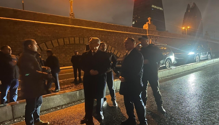 Bağırov körpüsünü su basdı: Eldar Əzizov əraziyə baxış keçirdi - FOTO