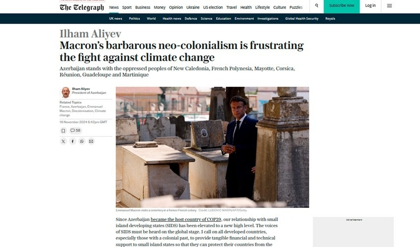 “The Telegraph” qəzeti Prezident İlham Əliyevin SIDS Sammitindəki çıxışını geniş işıqlandırıb