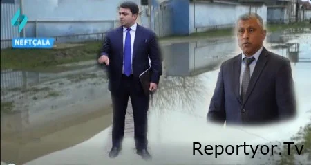 3 Milli Qəhrəmanı olan qəsəbə suyun içində qalıb - Neftçalada sakinlər narazılıq edir - VİDEO