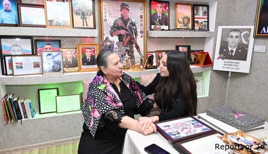 Leyla Əliyeva Vətən Müharibəsi Qəhrəmanının evində - FOTOLAR