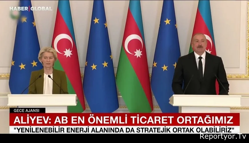 "Haber Global" İlham Əliyevlə Ursula Fon der Lyayenin görüşü barədə süjet hazırlayıb